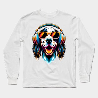 English Setter Smiling DJ with Harmonic Melodies Long Sleeve T-Shirt